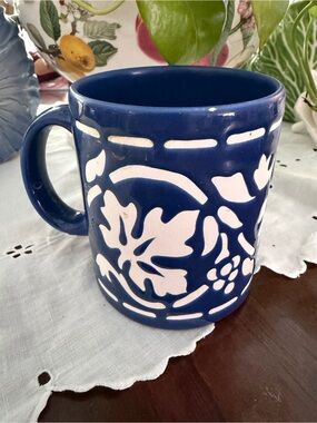 VTG Waechtersbach Blue and White Floral Ceramic Mug made in Spain